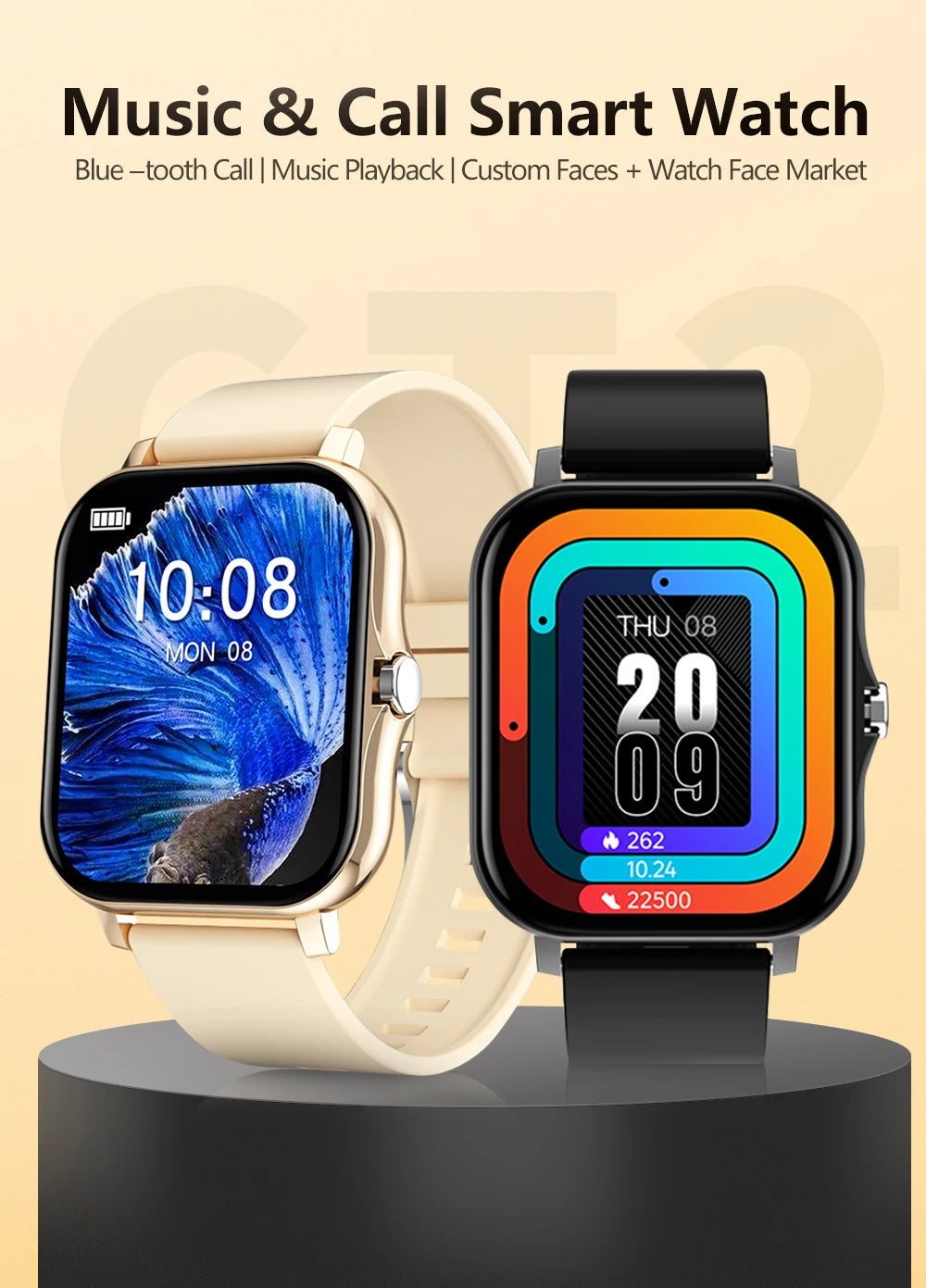 1.83'' Sport Smart Watch, Fitness Clock. Health Monitor Waterproof