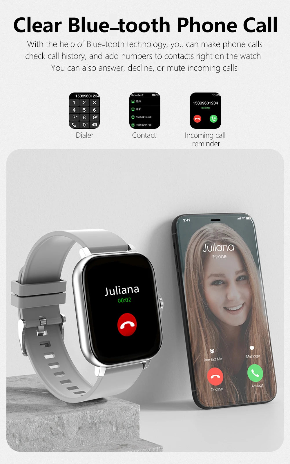 1.83'' Sport Smart Watch, Fitness Clock. Health Monitor Waterproof