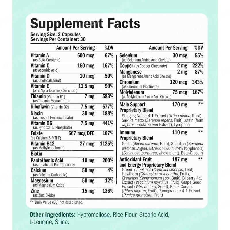 Men Multivitamin Capsules 20 Vitamins & Minerals