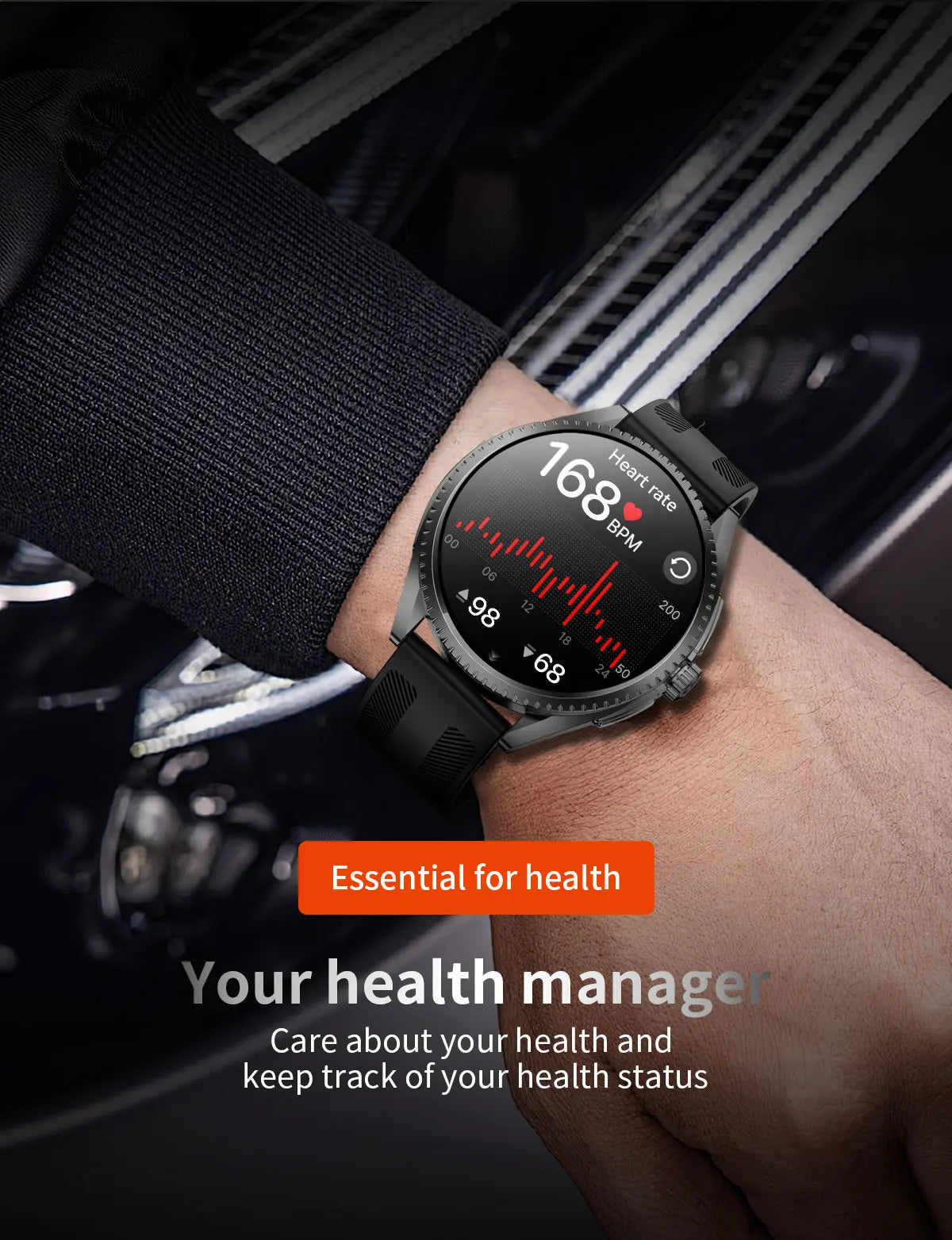Smart Watch for Men 1.75-Inch AMOLED Luxury Business Sports Fitness Watch IP67 Water Resistant 620mAh Standby Multi-Sport Mode