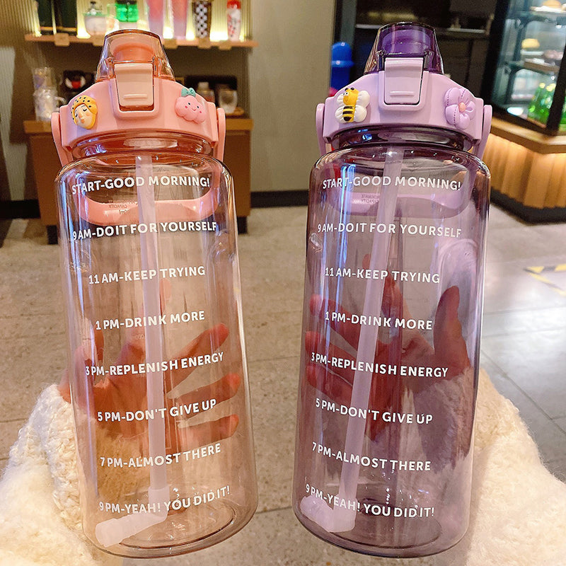 Big Water Bottle With Straw