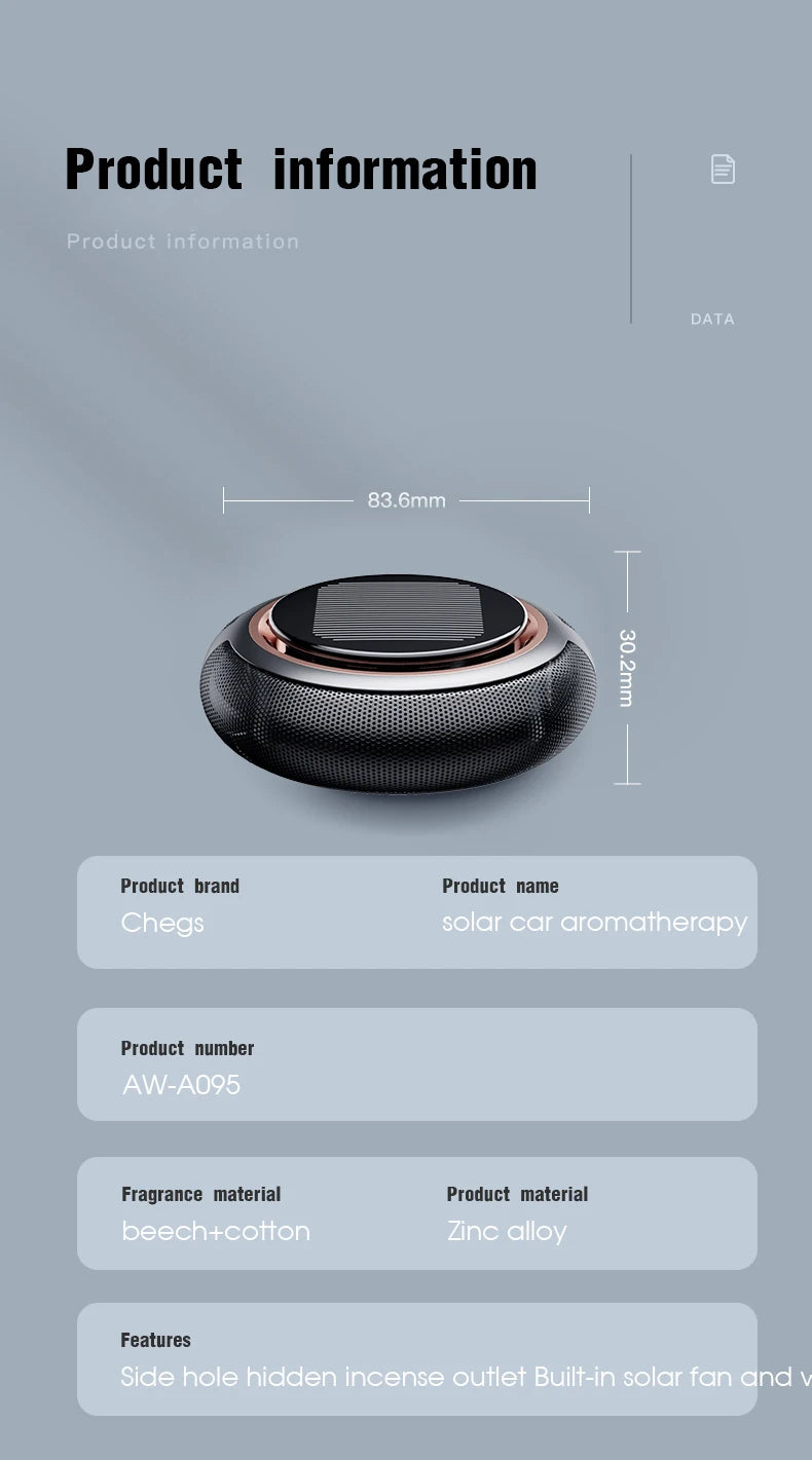 New Solar Energy Rotating Aromatherapy Car Air Freshener