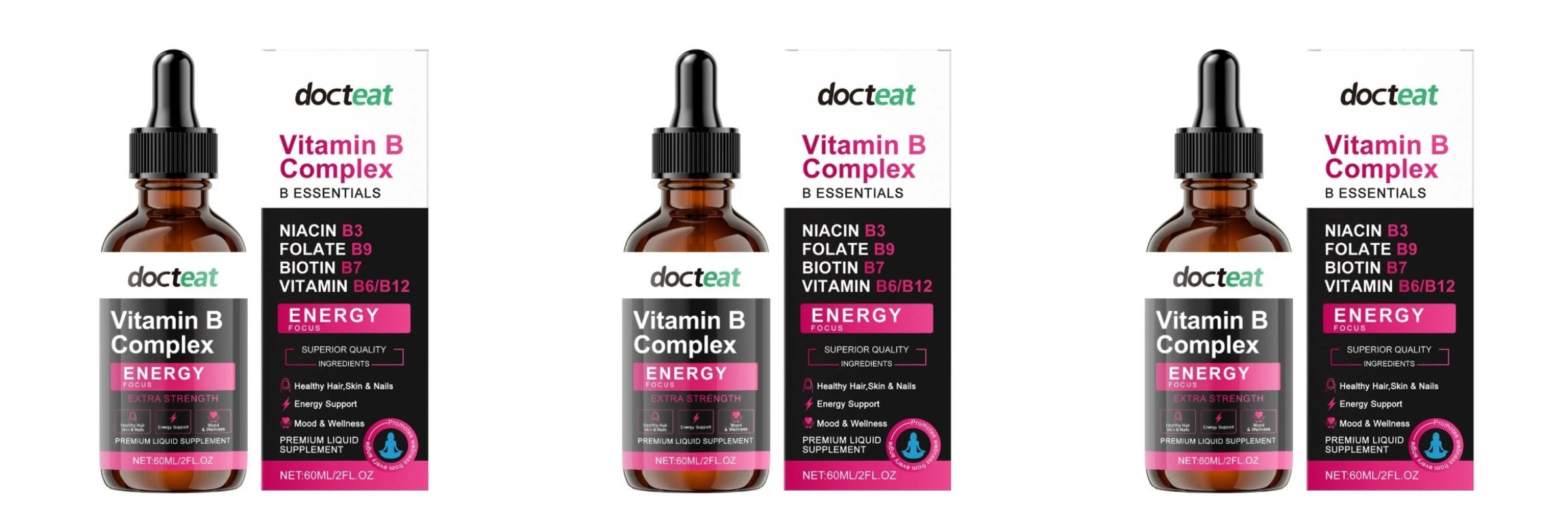 Vitamin B Complex Liquid Drops with B1 B3 B6 B7 B9 B12