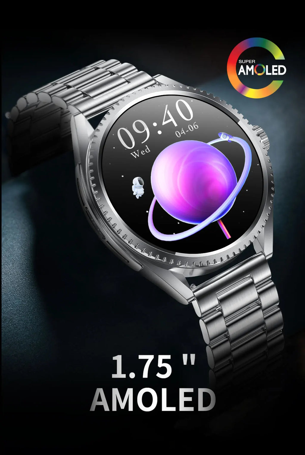 Smart Watch for Men 1.75-Inch AMOLED Luxury Business Sports Fitness Watch IP67 Water Resistant 620mAh Standby Multi-Sport Mode