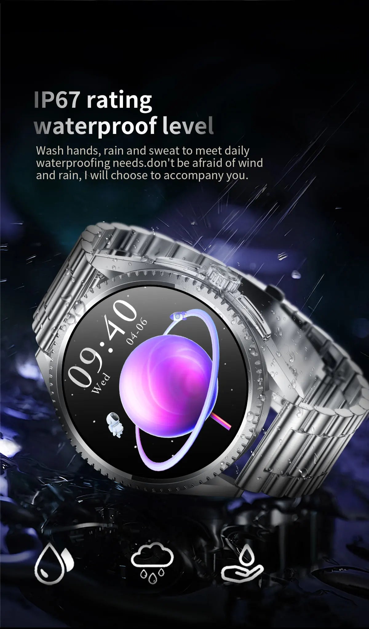 Smart Watch for Men 1.75-Inch AMOLED Luxury Business Sports Fitness Watch IP67 Water Resistant 620mAh Standby Multi-Sport Mode