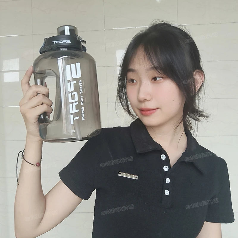 Large Water Bottle with Straw