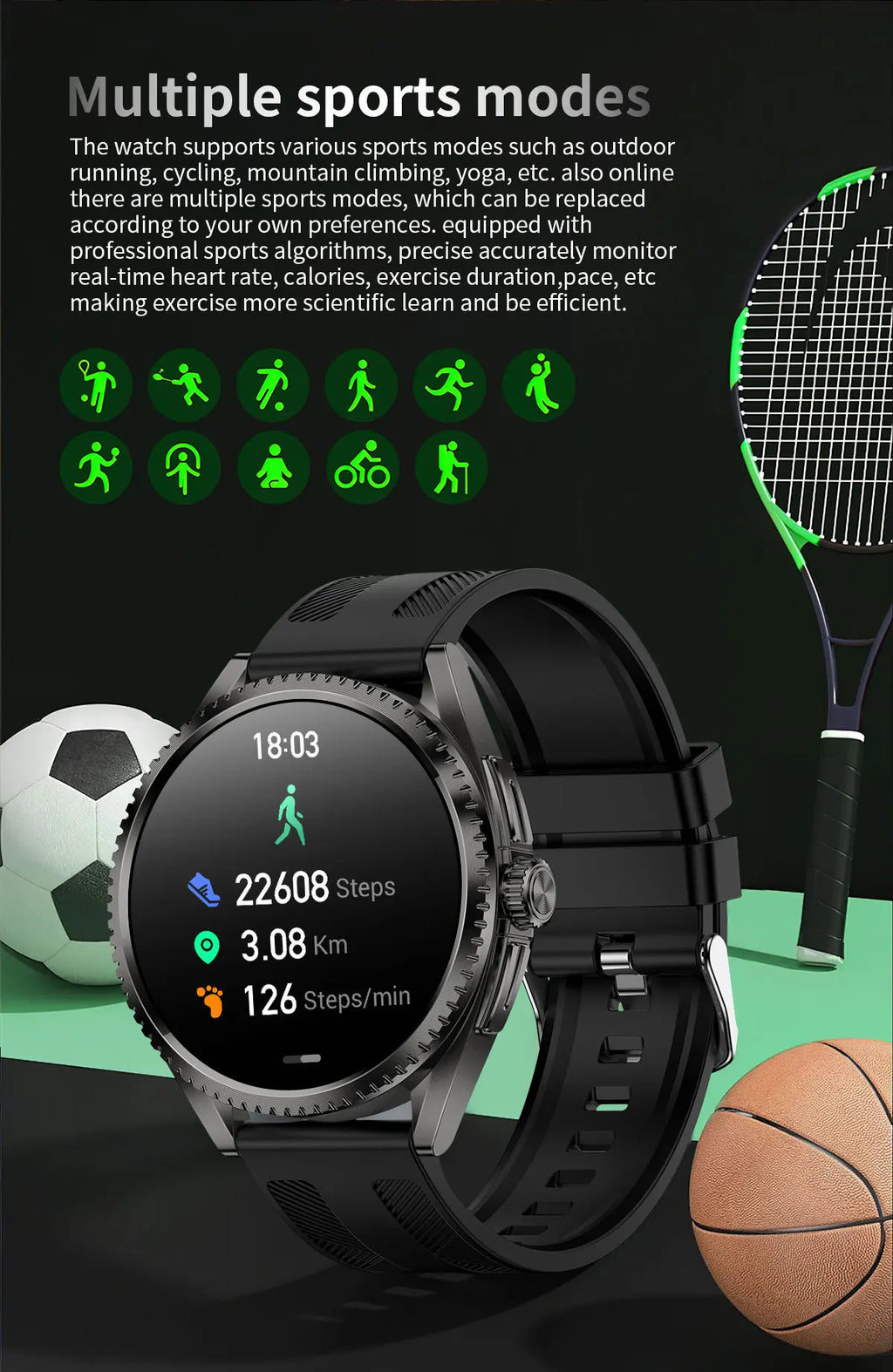 Smart Watch for Men 1.75-Inch AMOLED Luxury Business Sports Fitness Watch IP67 Water Resistant 620mAh Standby Multi-Sport Mode