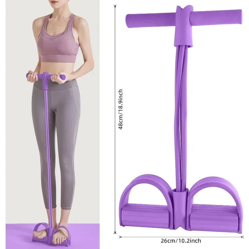 Four-Tube Pedal Tensioner Multi-Functional Household Fitness Equipment Yoga Abdominal Strengthening Elastic Band Tension Rope