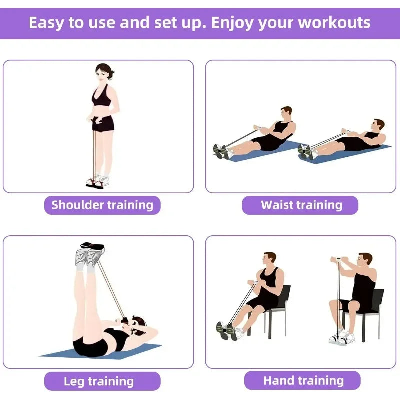 Four-Tube Pedal Tensioner Multi-Functional Household Fitness Equipment Yoga Abdominal Strengthening Elastic Band Tension Rope
