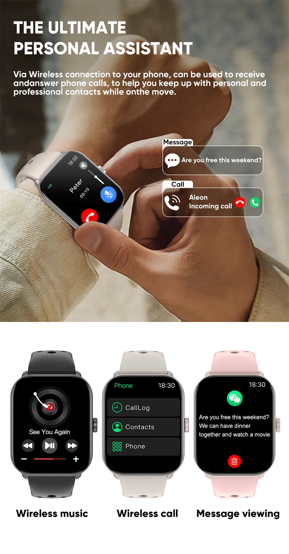 Smartwatches Men Women HD