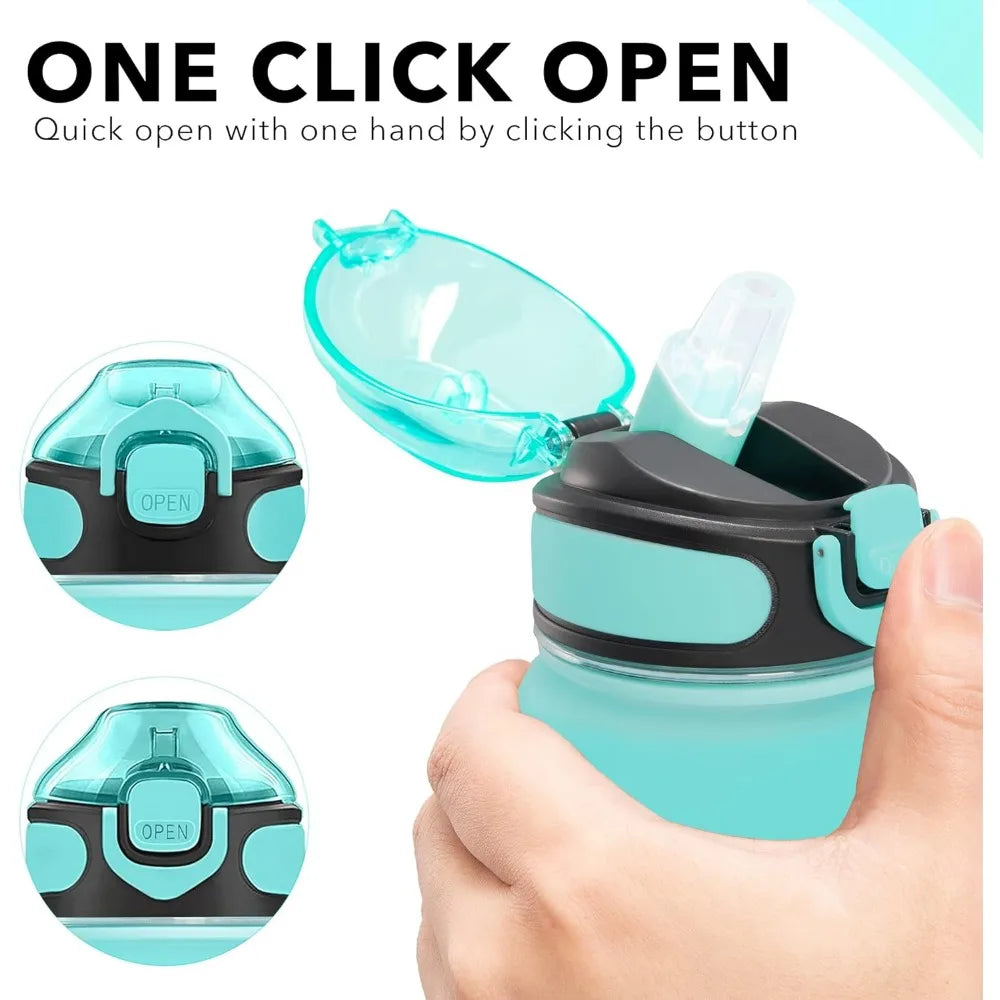 Water Bottle with Times to Drink and Straw
