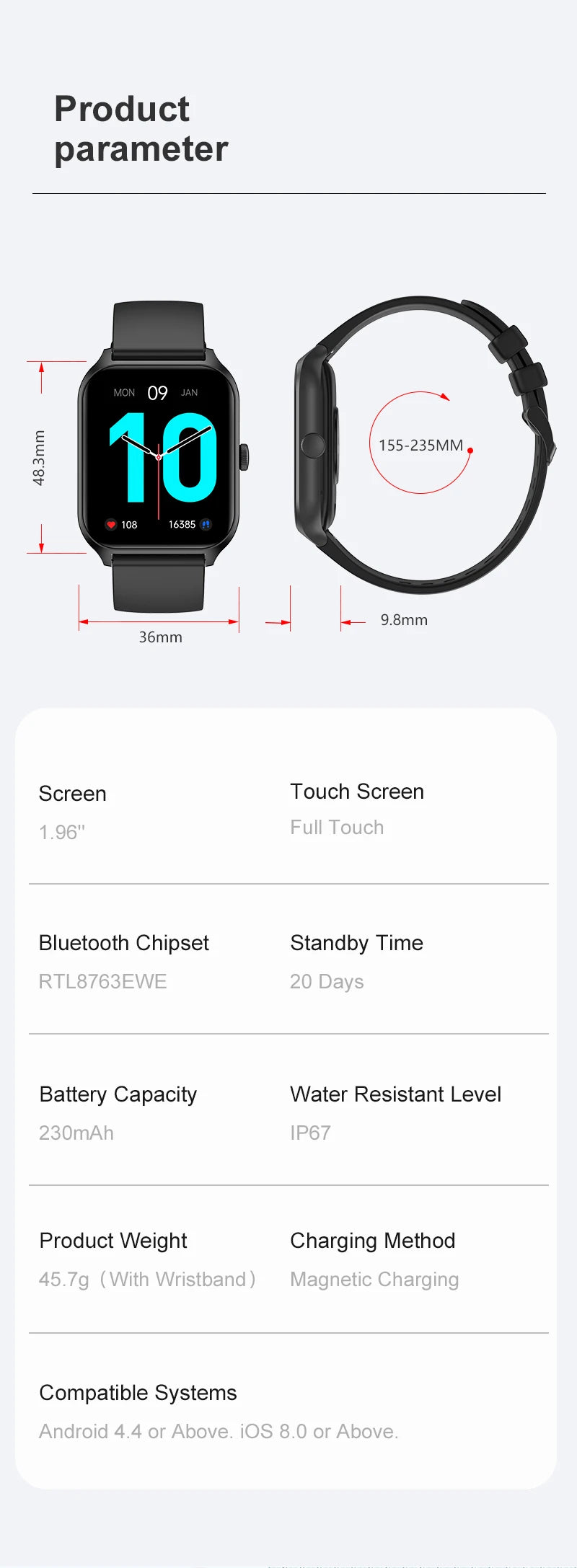 Smart Watch  for Women Men HD display
