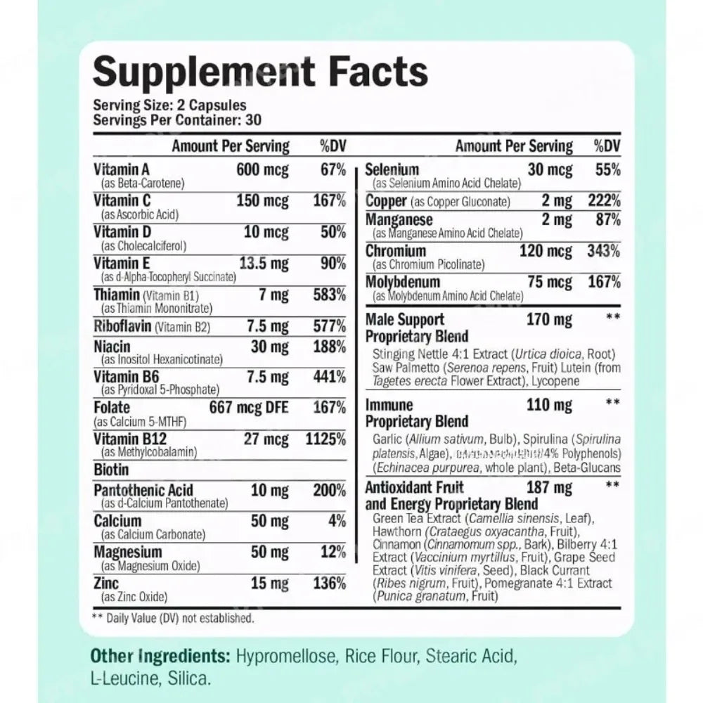 Men Multivitamin Capsules 20 Vitamins & Minerals