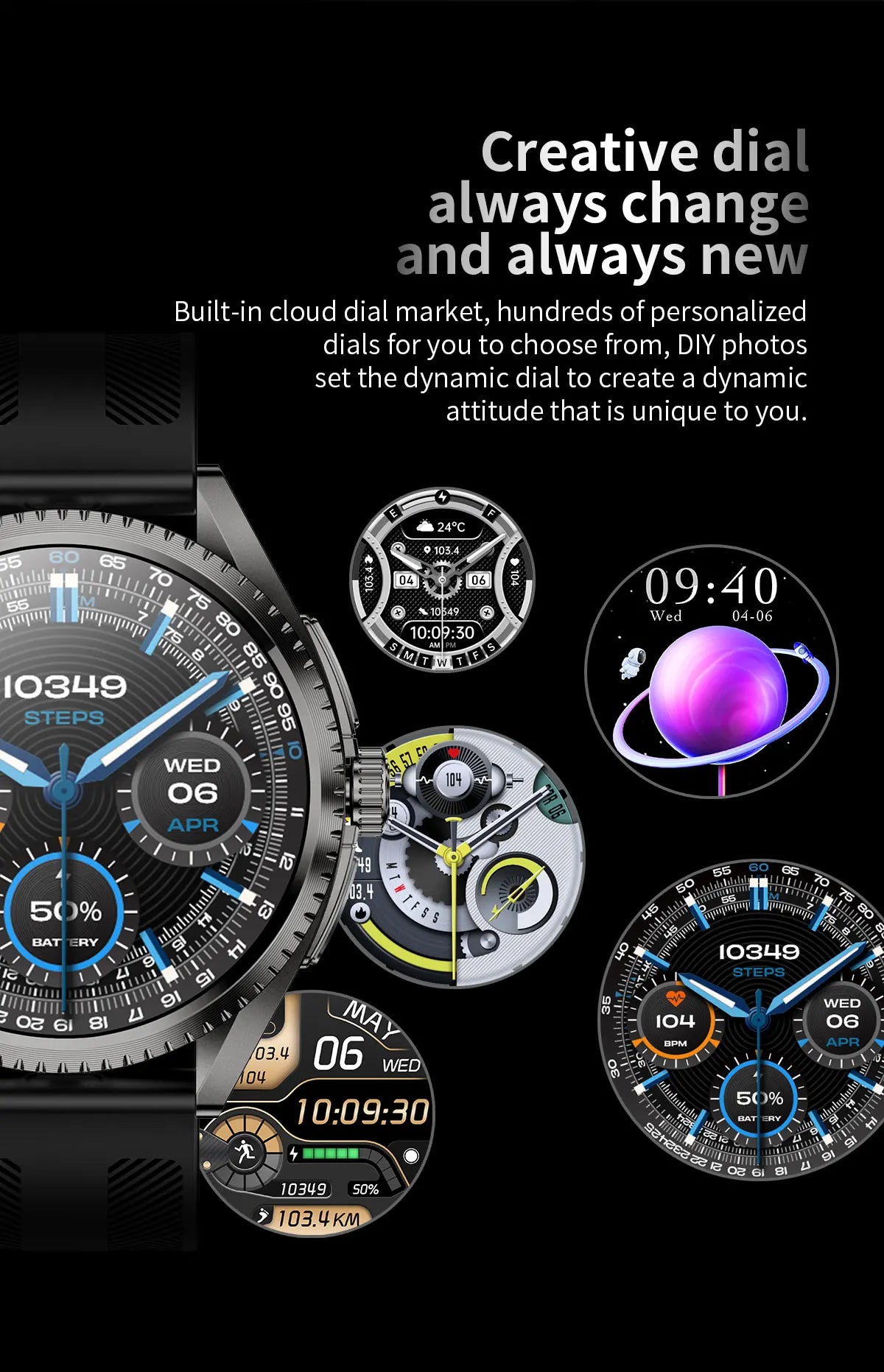 Smart Watch for Men 1.75-Inch AMOLED Luxury Business Sports Fitness Watch IP67 Water Resistant 620mAh Standby Multi-Sport Mode