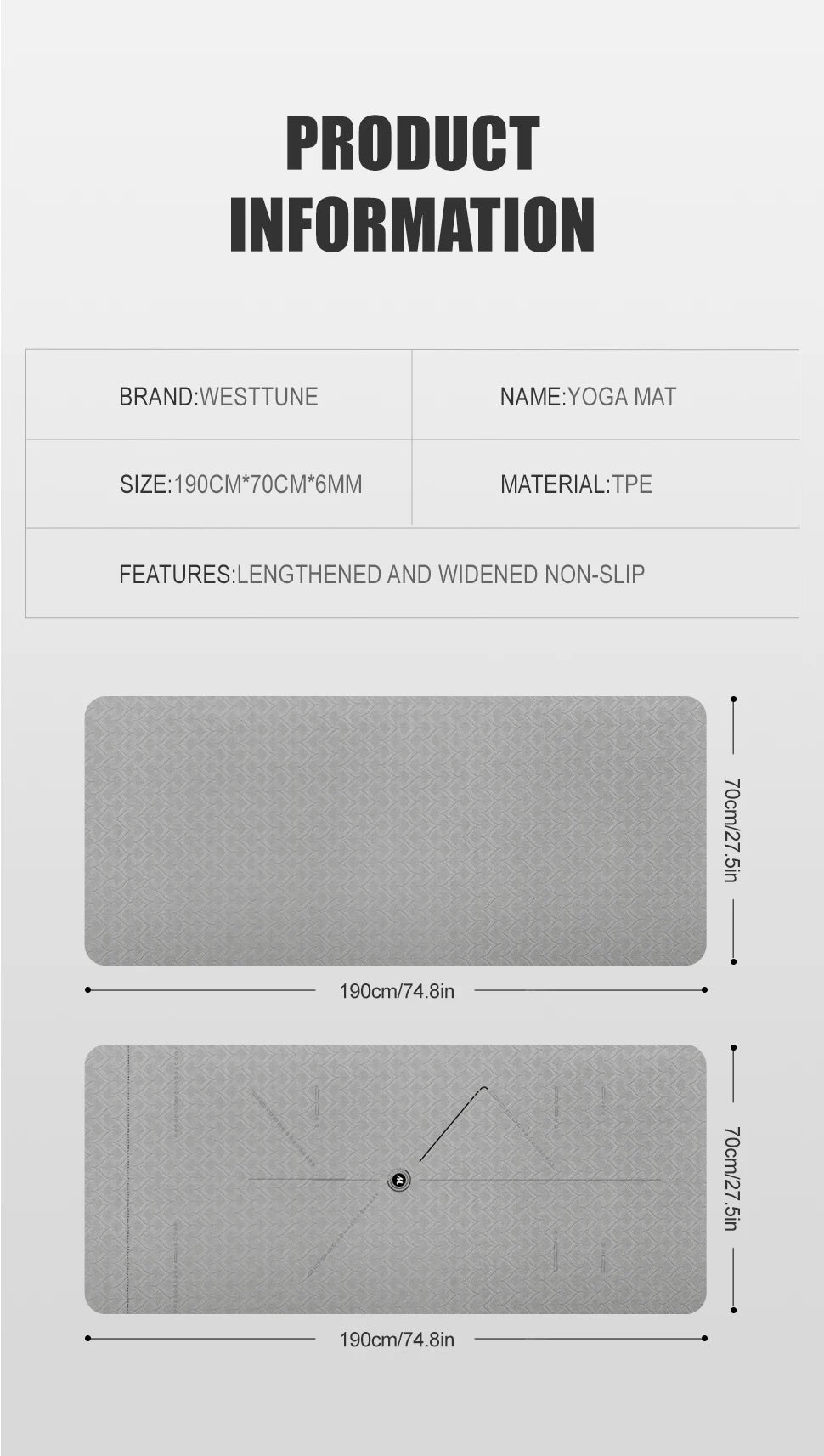 190CM Non Slip Yoga Mat