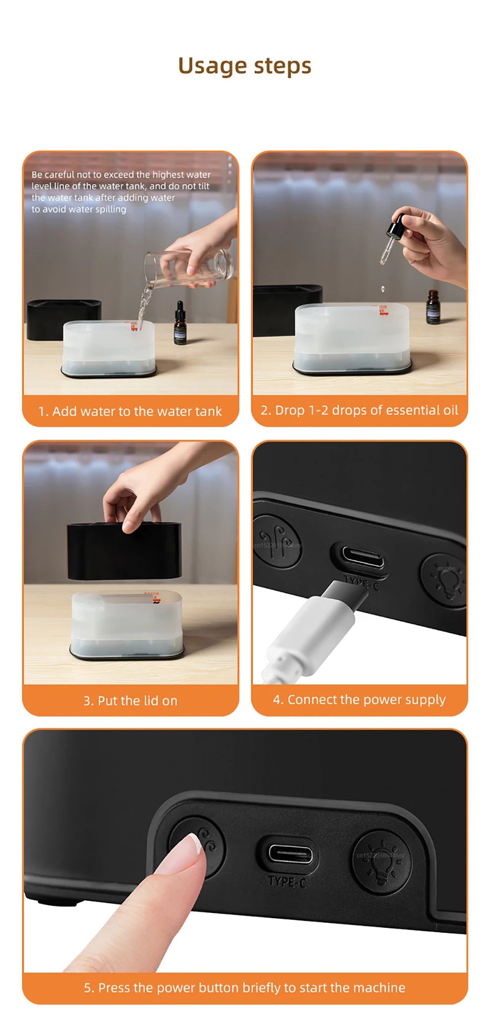 Aroma Humidifier Flame Essential Oils