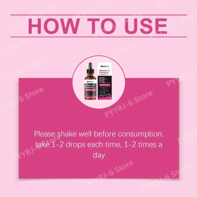 Vitamin B Complex Liquid Drops with B1 B3 B6 B7 B9 B12